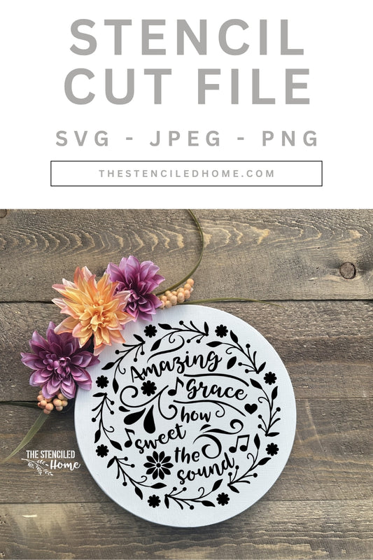 Amazing Grace Wreath 2 Stencil Cut File SVG JPEG PNG