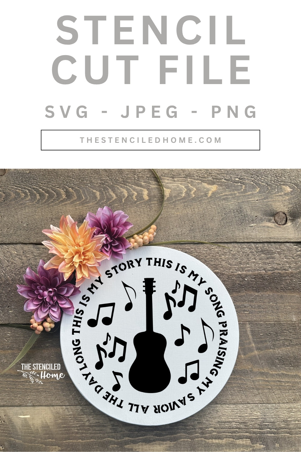 Blessed Assurance Guitar Stencil Cut File SVG JPEG PNG