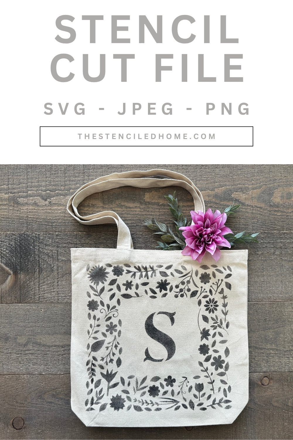 Square Flower Initial Frame Stencil Cut Files SVG JPEG PNG