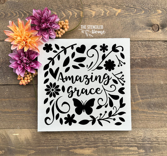 Amazing Grace Floral Stencil Cut File SVG JPEG PNG