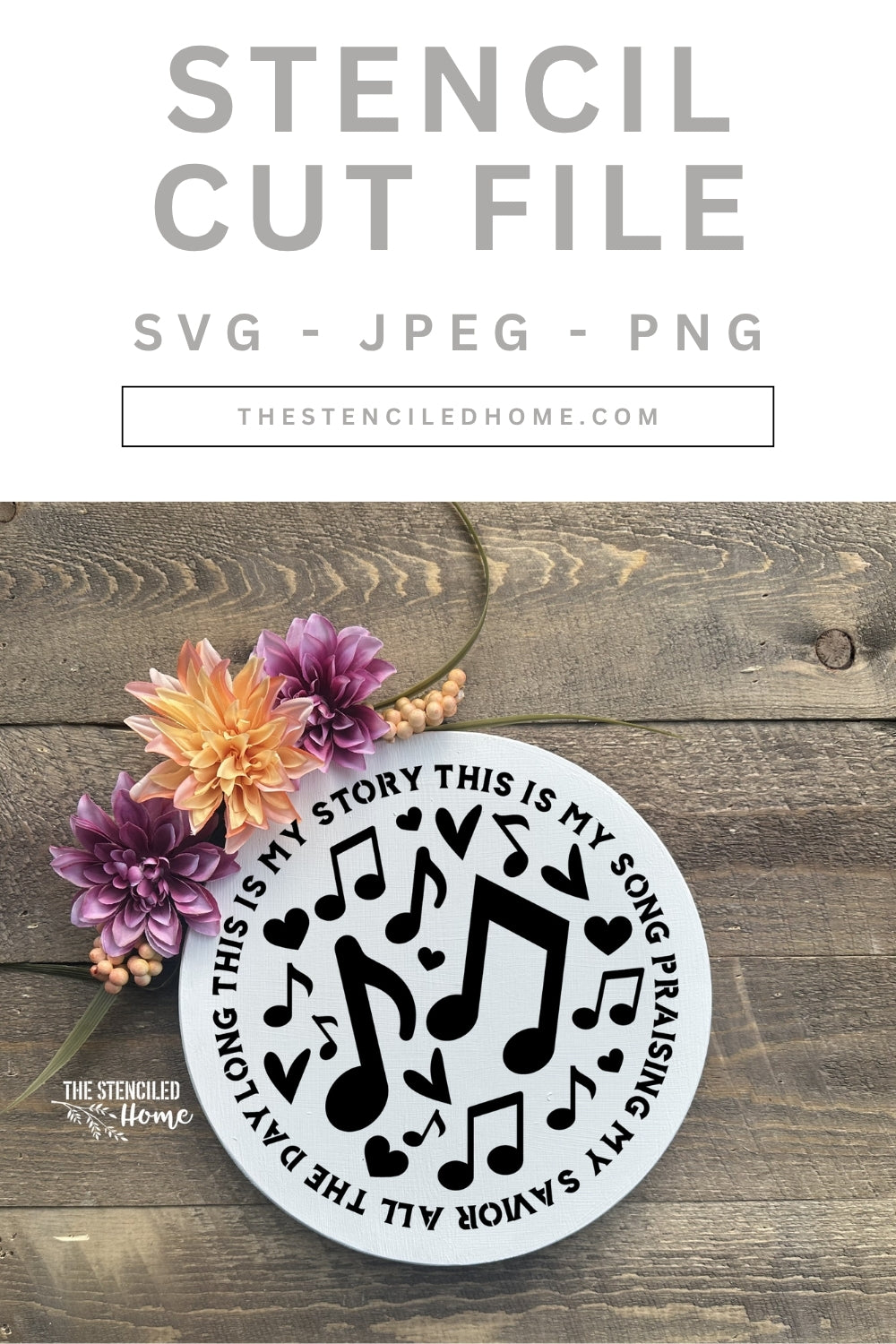 Blessed Assurance Musical Notes Stencil Cut File SVG JPEG PNG