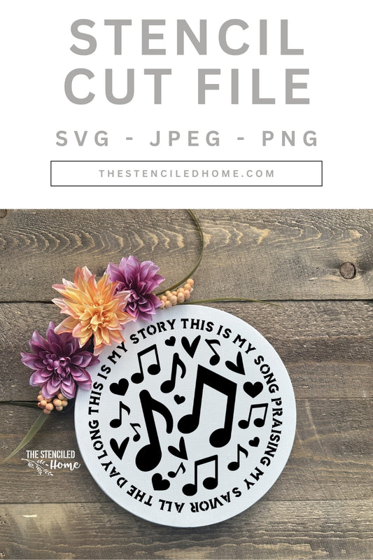Blessed Assurance Musical Notes Stencil Cut File SVG JPEG PNG