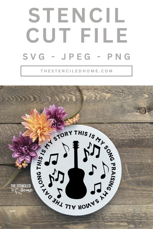 Blessed Assurance Guitar Stencil Cut File SVG JPEG PNG