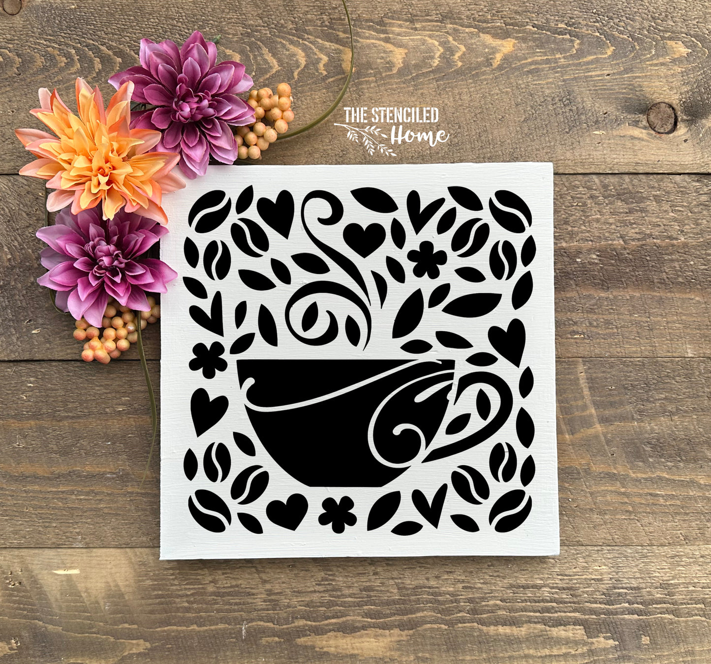 Coffee Cup Stencil Cut File SVG JPEG PNG