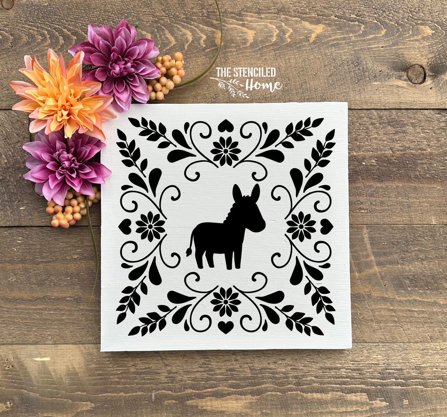 Donkey Folk Art Frame Stencil Cut File SVG JPEG PNG