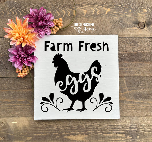 Farm Fresh Eggs Chicken Stencil Cut File SVG JPEG PNG