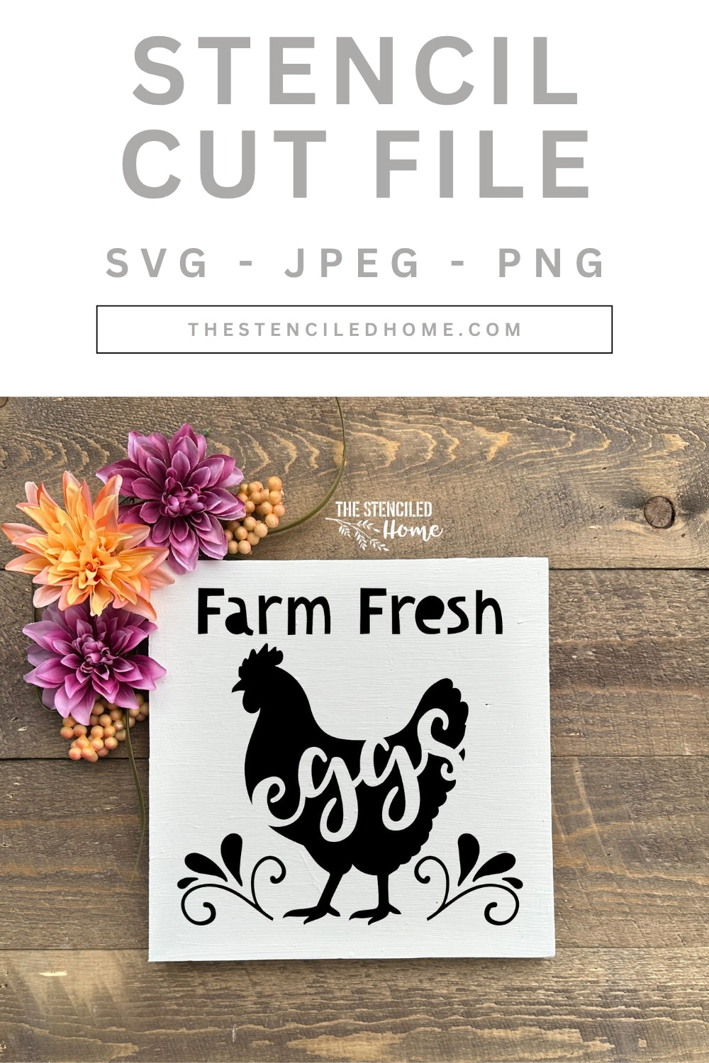 Farm Fresh Eggs Chicken Stencil Cut File SVG JPEG PNG