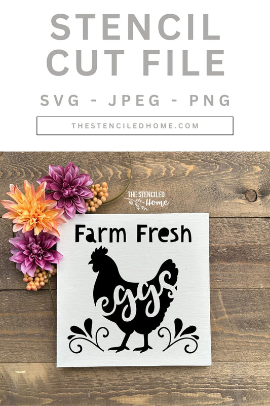 Farm Fresh Eggs Chicken Stencil Cut File SVG JPEG PNG