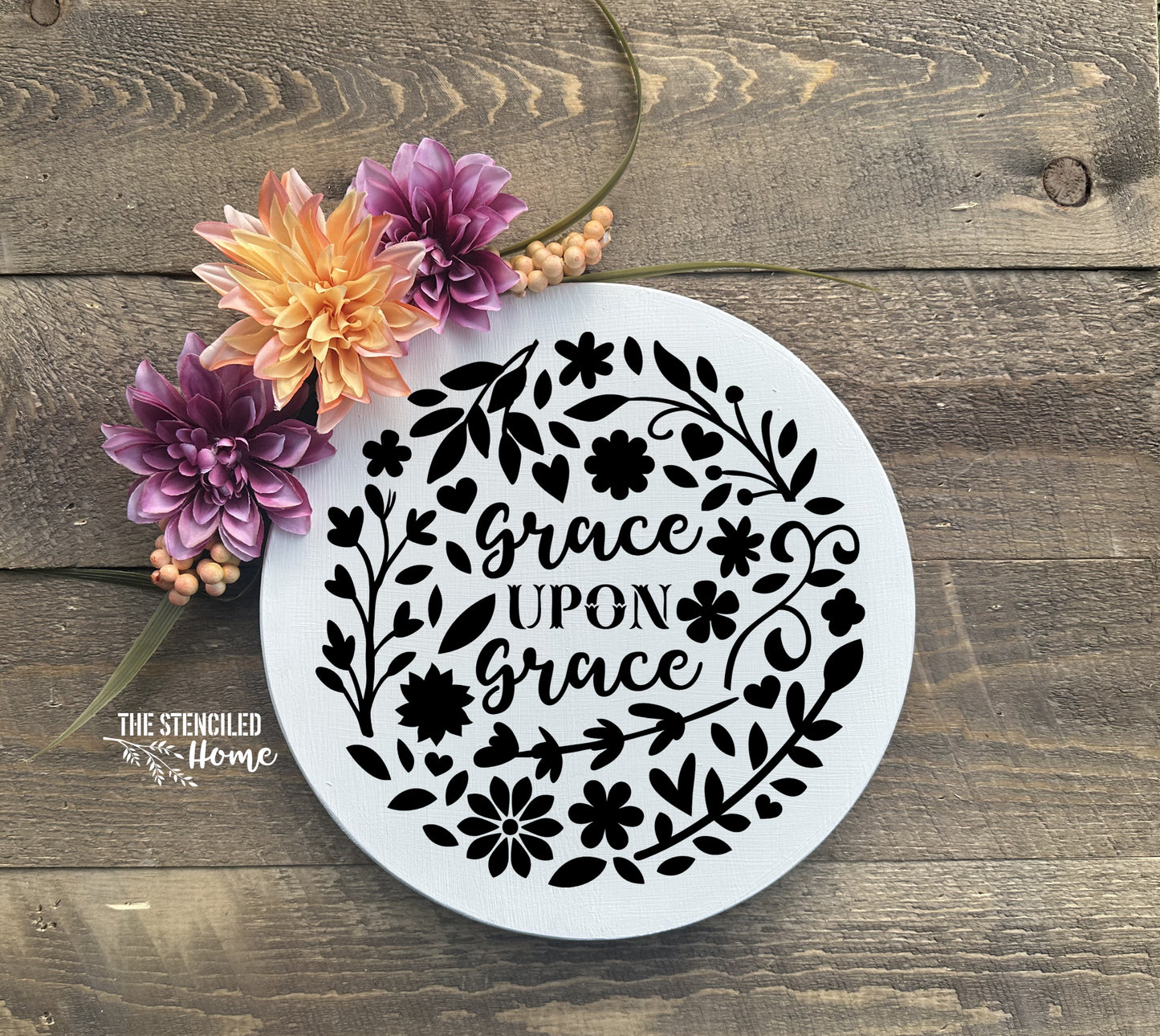 Grace Upon Grace Floral Stencil Cut File SVG JPEG PNG