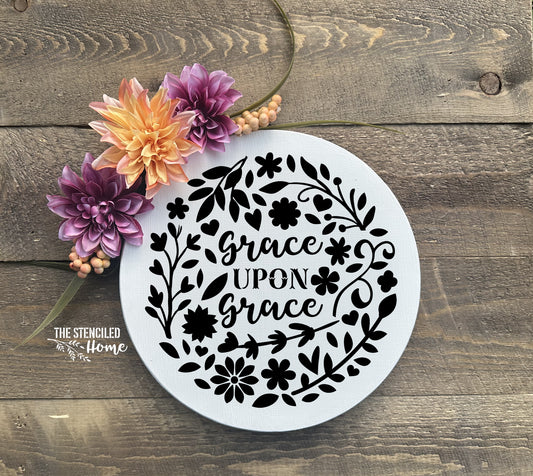 Grace Upon Grace Floral Stencil Cut File SVG JPEG PNG
