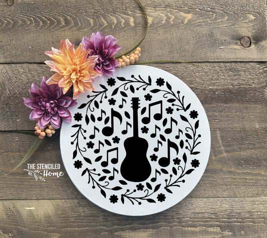 Guitar Music Wreath Floral Stencil Cut File SVG JPEG PNG