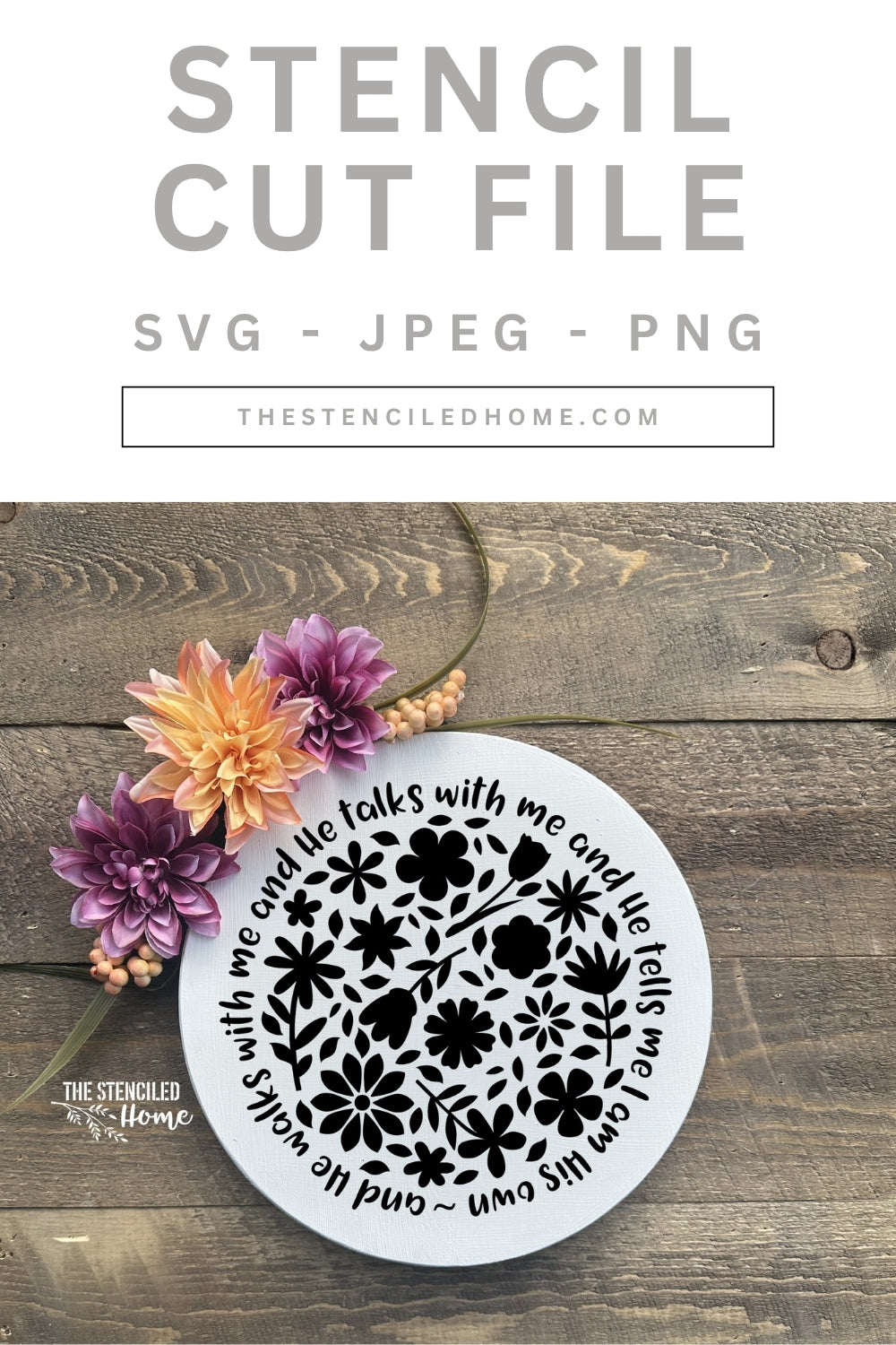 In the Garden Floral Stencil Cut File SVG JPEG PNG