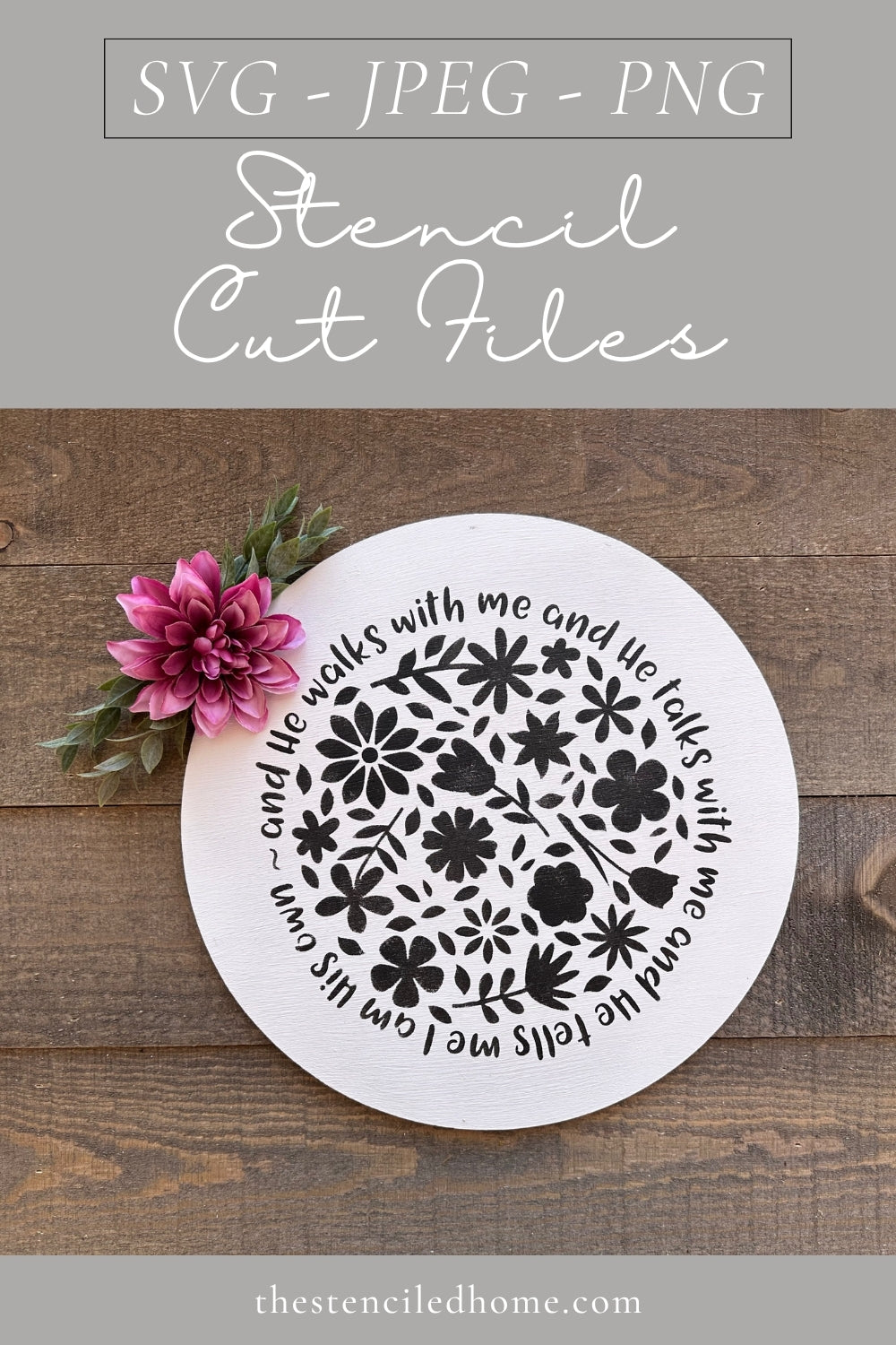 In the Garden Floral Stencil Cut File SVG JPEG PNG