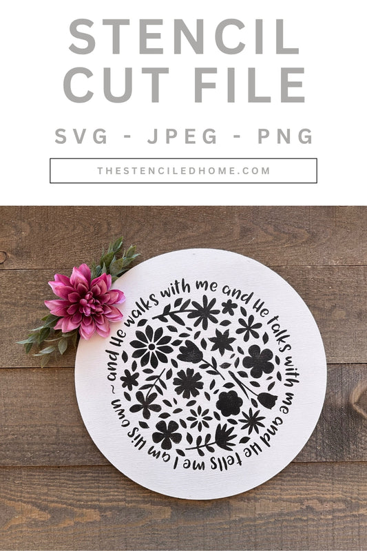 In the Garden Floral Stencil Cut File SVG JPEG PNG