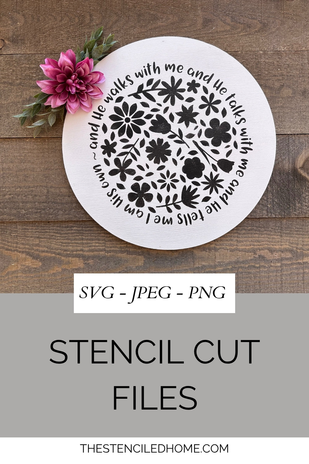 In the Garden Floral Stencil Cut File SVG JPEG PNG