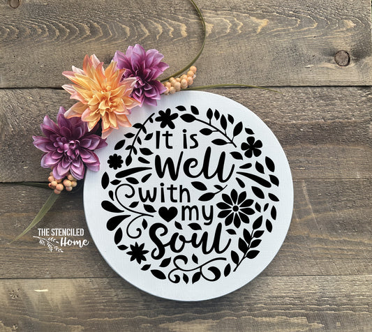 It is Well with My Soul Floral Stencil Cut File SVG JPEG PNG