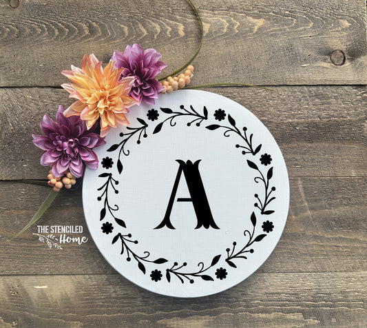 Monogram Initial Wreath Stencil Cut File SVG JPEG PNG