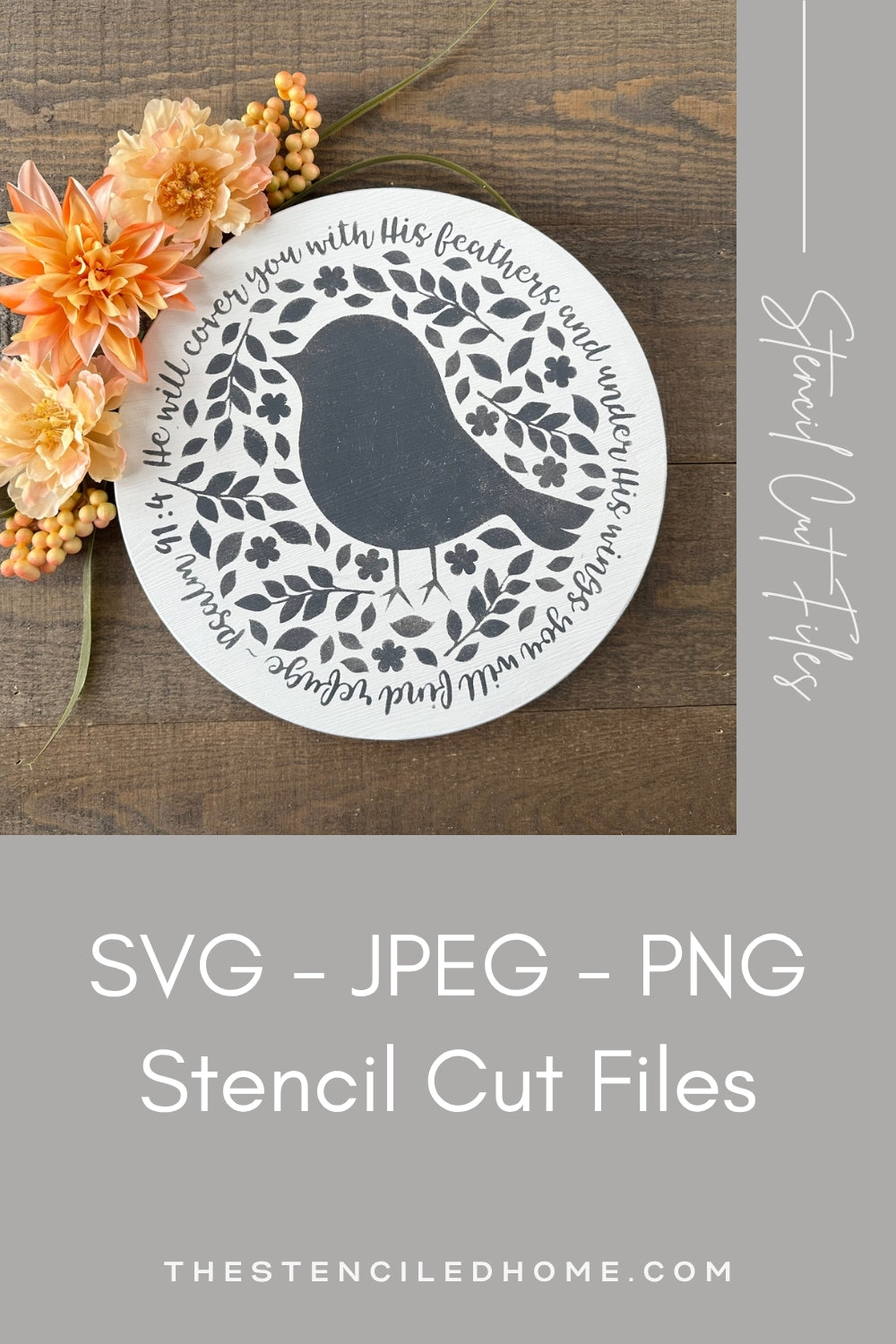 Psalm 91:4 Stencil Cut File SVG JPEG PNG Cut File