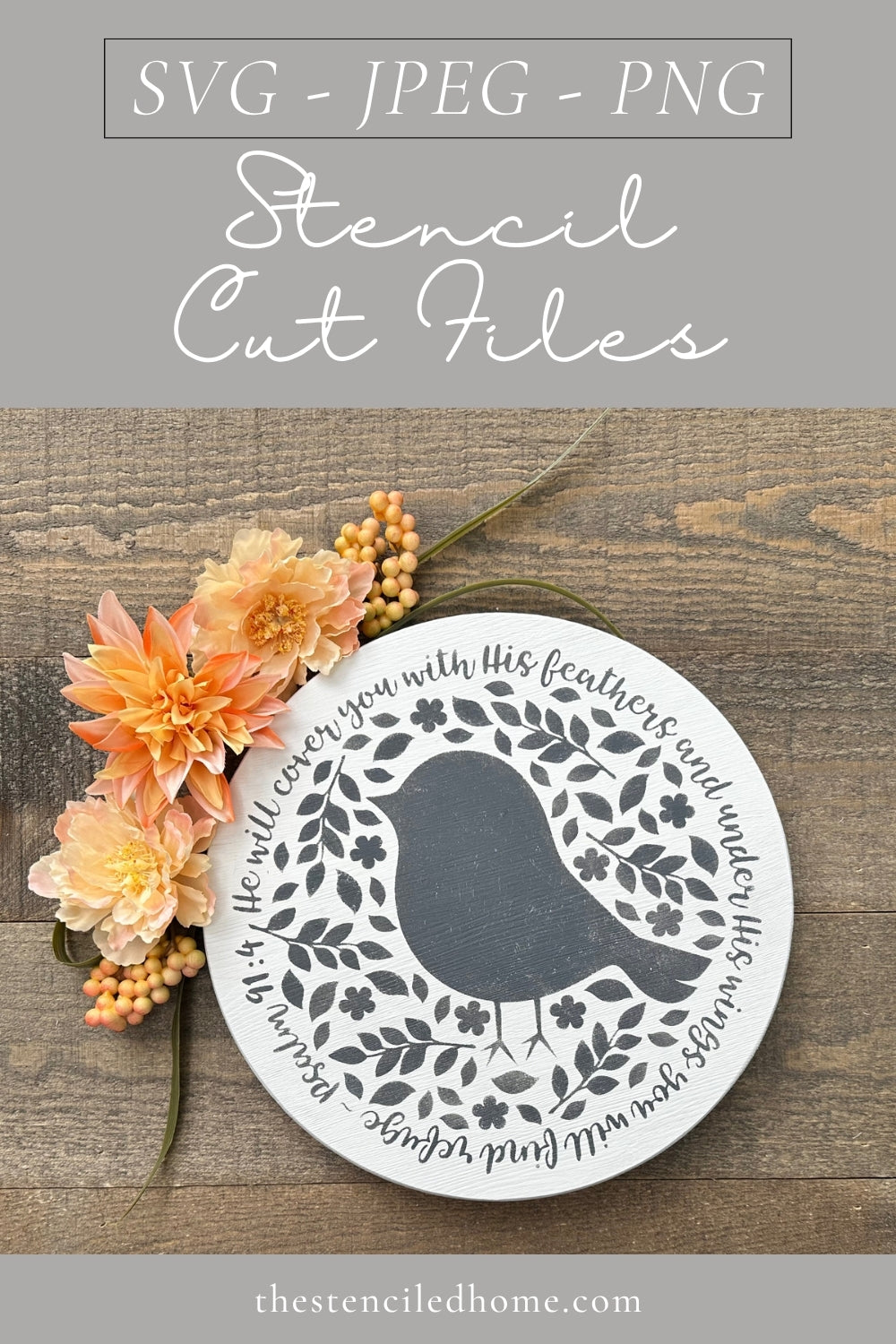 Psalm 91:4 Stencil Cut File SVG JPEG PNG Cut File