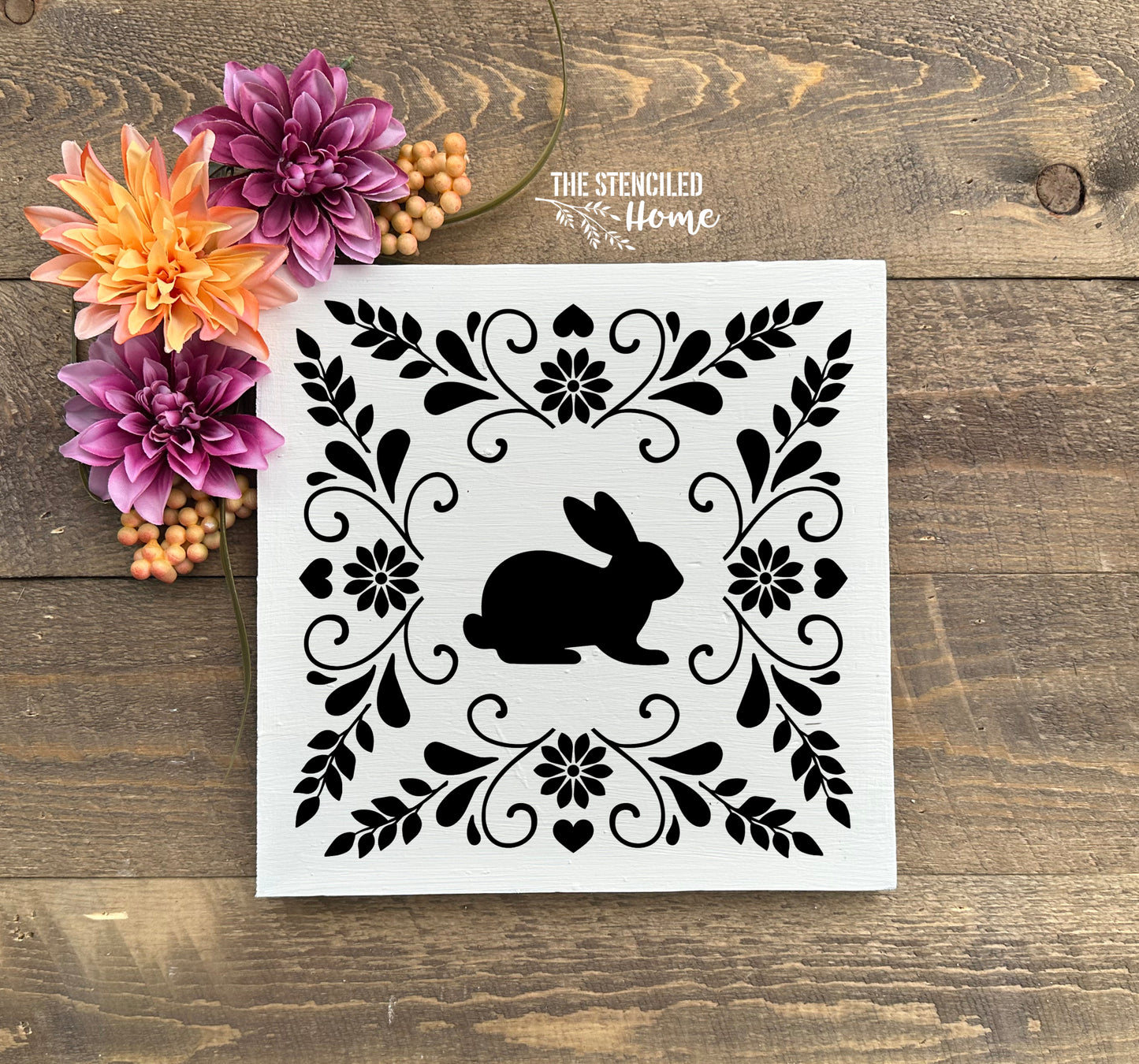 Rabbit Folk Art Frame Stencil Cut File SVG JPEG PNG