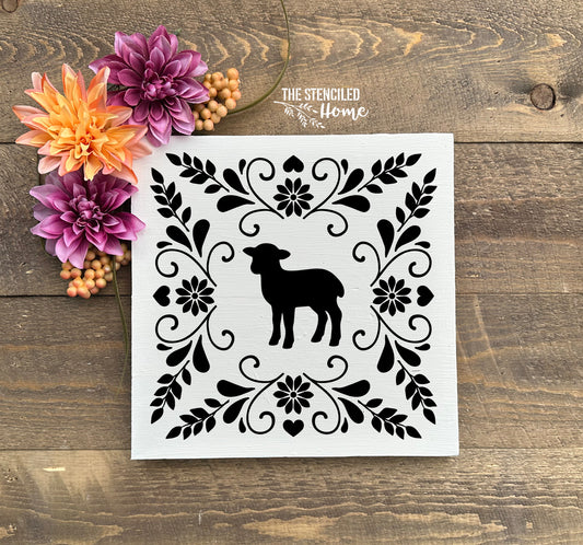 Sheep Folk Art Frame Stencil Cut File SVG JPEG PNG