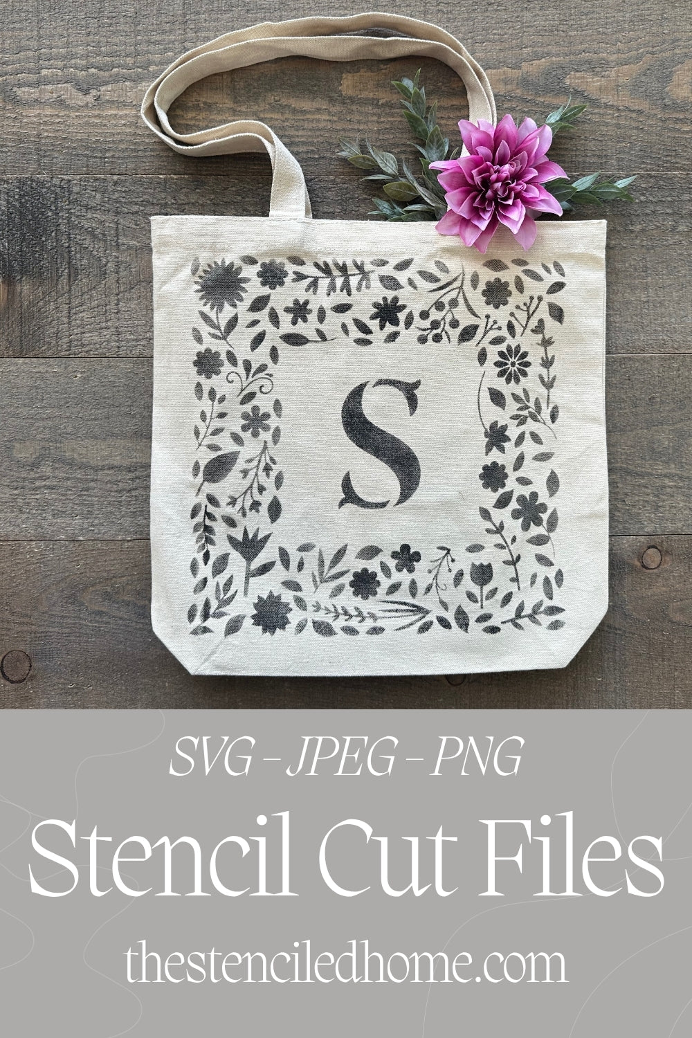 Square Flower Initial Frame Stencil Cut Files SVG JPEG PNG