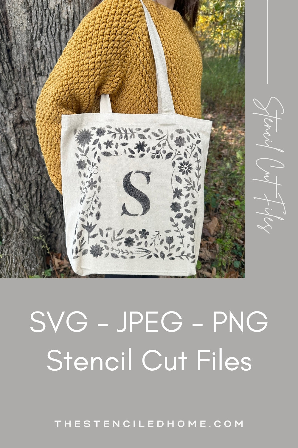 Square Flower Initial Frame Stencil Cut Files SVG JPEG PNG