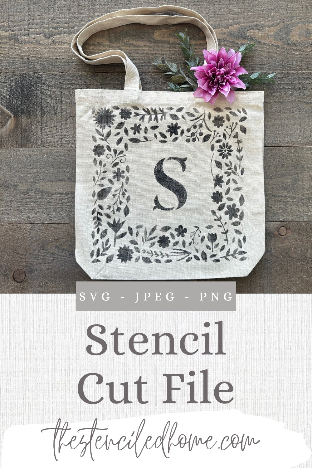 Square Flower Initial Frame Stencil Cut Files SVG JPEG PNG