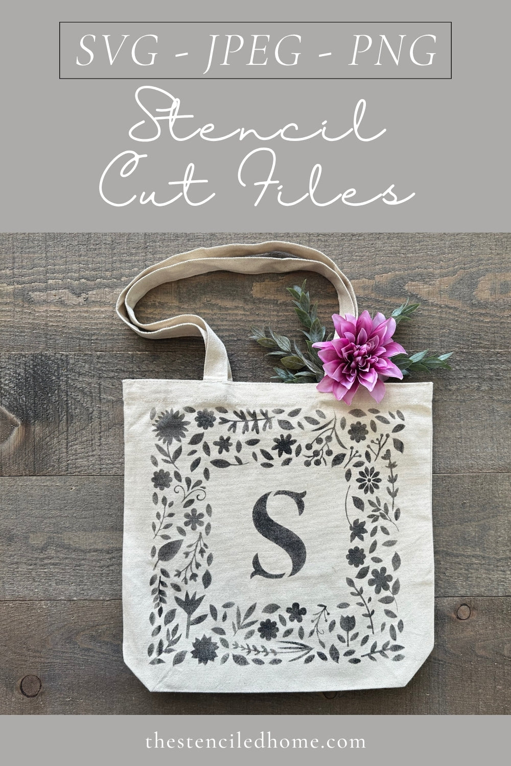 Square Flower Initial Frame Stencil Cut Files SVG JPEG PNG