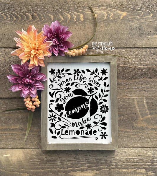 When Life Gives You Lemons Floral Stencil Cut File SVG JPEG PNG
